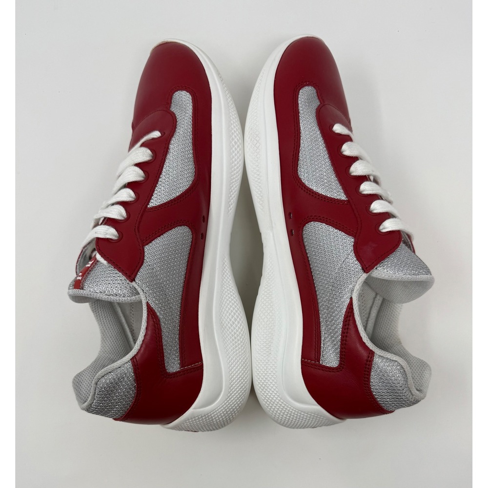 Prada Americas Cup Sneaker Leather Red Size 8.5 US 7.5 UK - Picture 4 of 10
